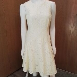 Tommy Hilfiger Yellow/White Lace A-Line Sundress, Nylon/Cotton, Size 10.